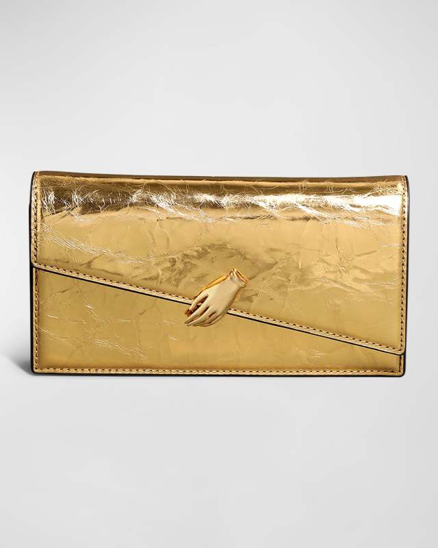 In My Dreams Cracked Metallic Chain Crossbody Bag